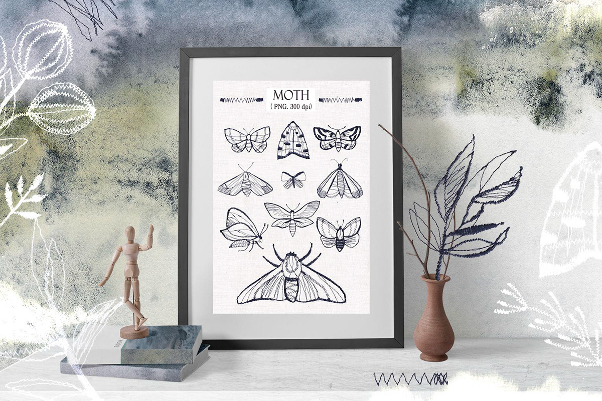 Handmade Embroidery Moth Flying, an Object Graphic by InstaDesignPro (Photo 5 of 11)