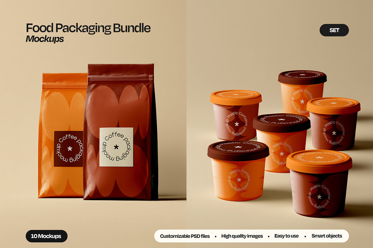 Food Packaging Mockup Bundle, a Cups & Container Mockup by Mego-studio (Photo 1 of 10)