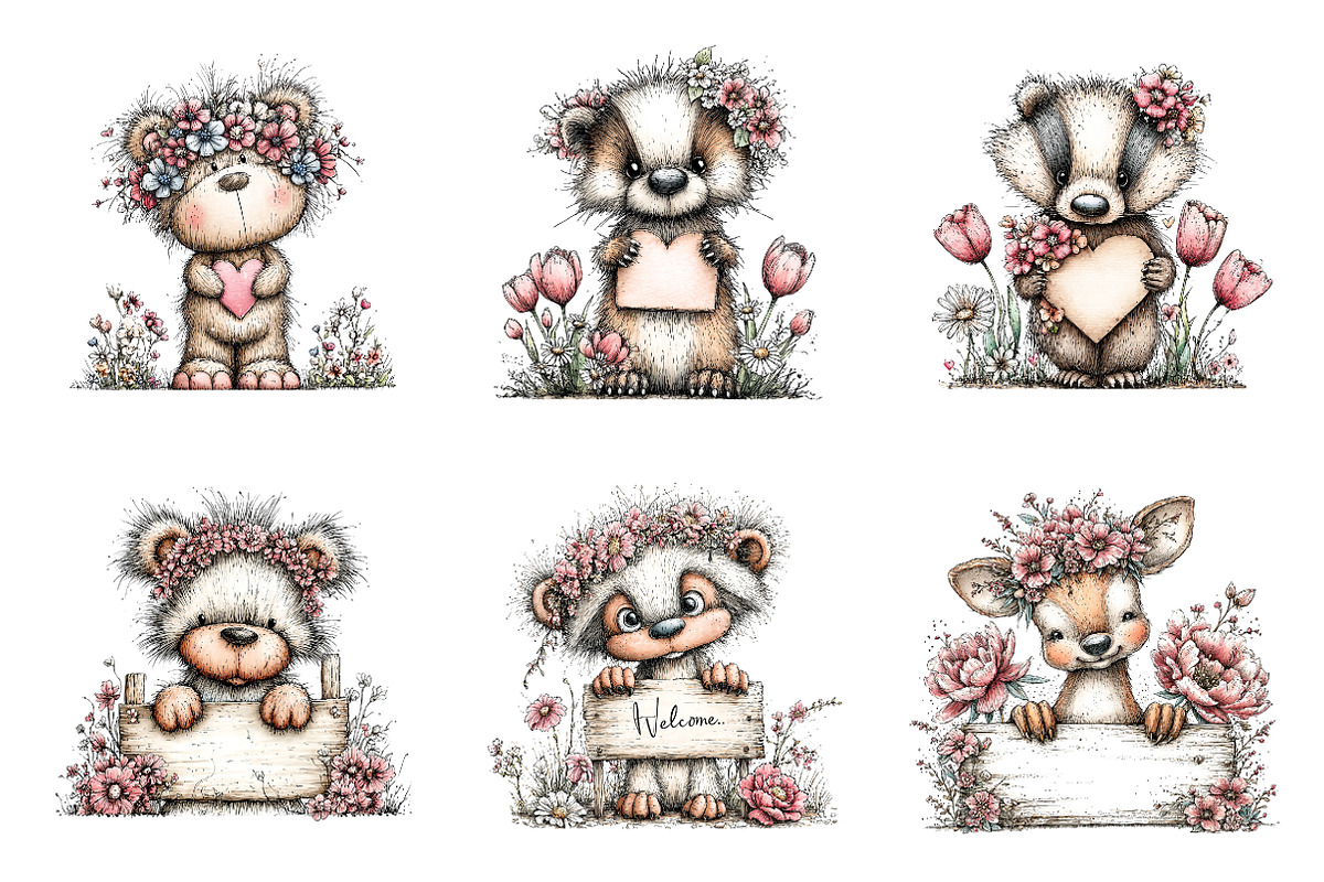 Whimsical woodland mothers day PNG, an Illustration by SinaCreation (Photo 4 of 11)