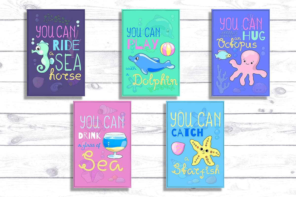 Cute Sea Animals Marine Postcards preview 2