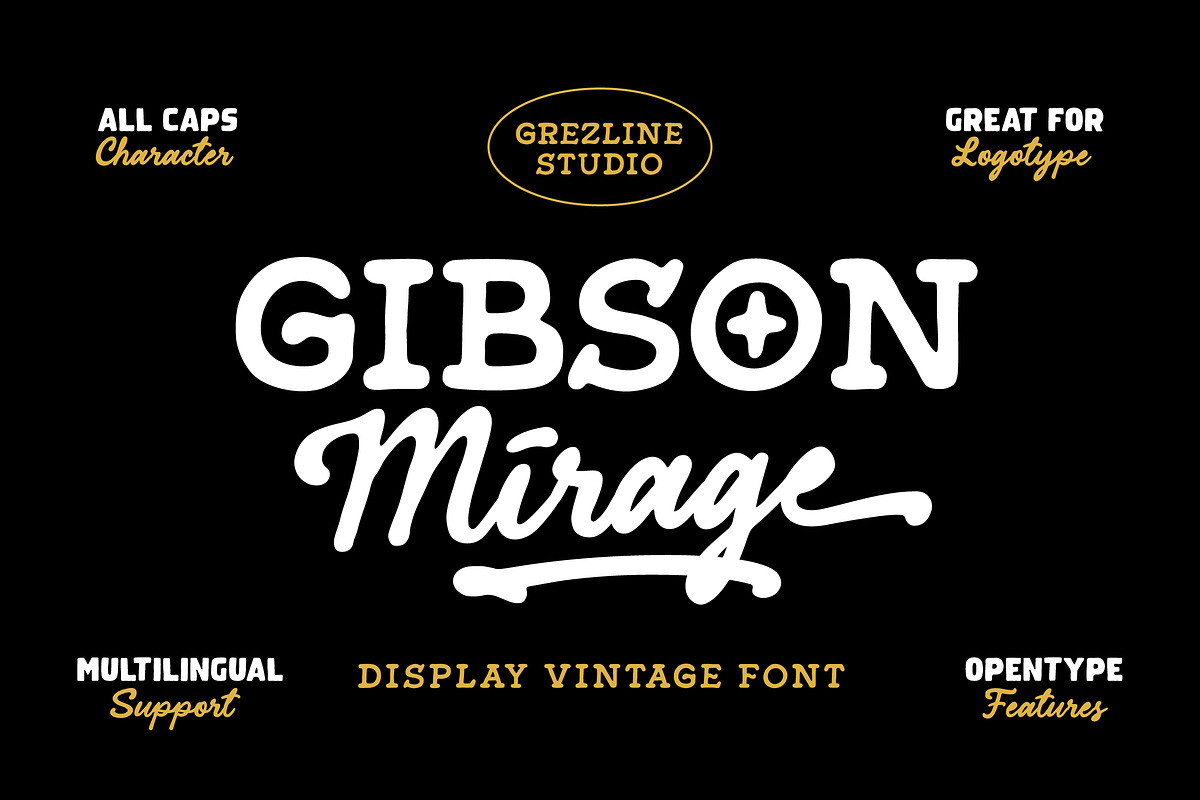 Gibson Mirage – Vintage Font, a Handwritten Font by Grezline Studio (Photo 1 of 11)