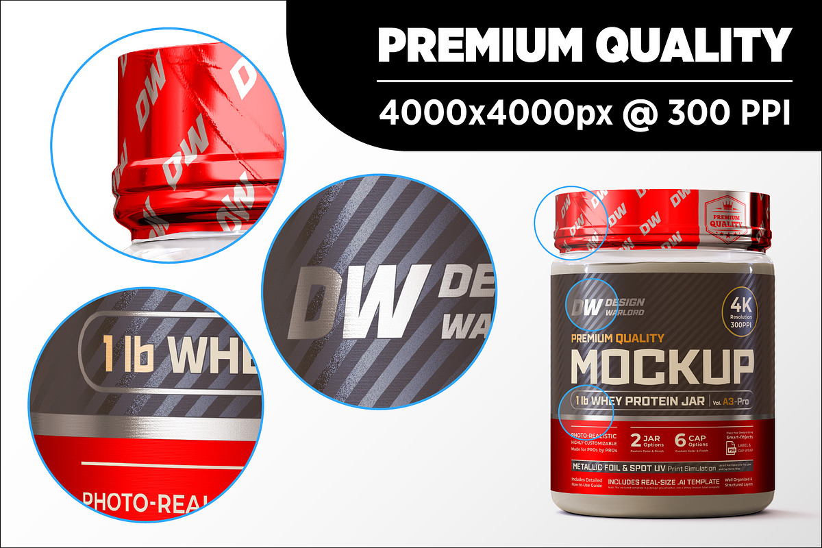 1lb Whey Protein Jar Mockup A3-Pro, a Packaging Mockup by Design Warlord (Photo 12 of 16)