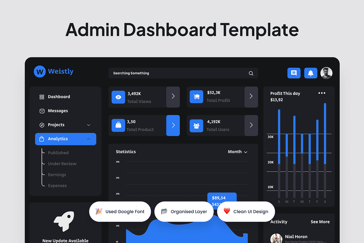 Weistly -  Finance Admin Dashboard, an UI Kit Template by SquidPixey (Photo 2 of 5)
