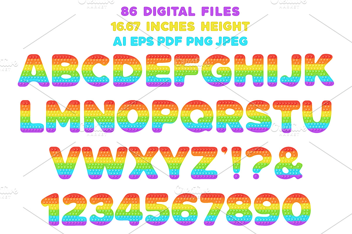 Pop it Rainbow alphabet & numbers, an Education Illustration by VectoriyA (Photo 2 of 3)