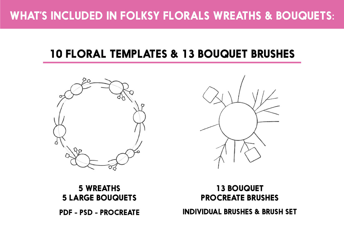 Folksy Wreaths & Bouquets Templates, an Illustration by On the Mark Designs (Photo 2 of 16)