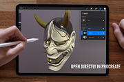 Hannya Mask 3D Model for Procreate, an Object 3D Model by InkRef (Thumbnail 2 of 6)