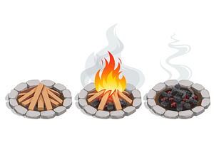 Isometric crackling campfire with, an Illustration by Golden Sikorka