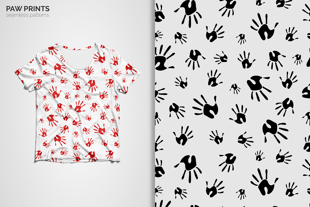 Paw Prints Seamless Patterns, a Pattern Graphic by 3Y_Design (Photo 5 of 7)