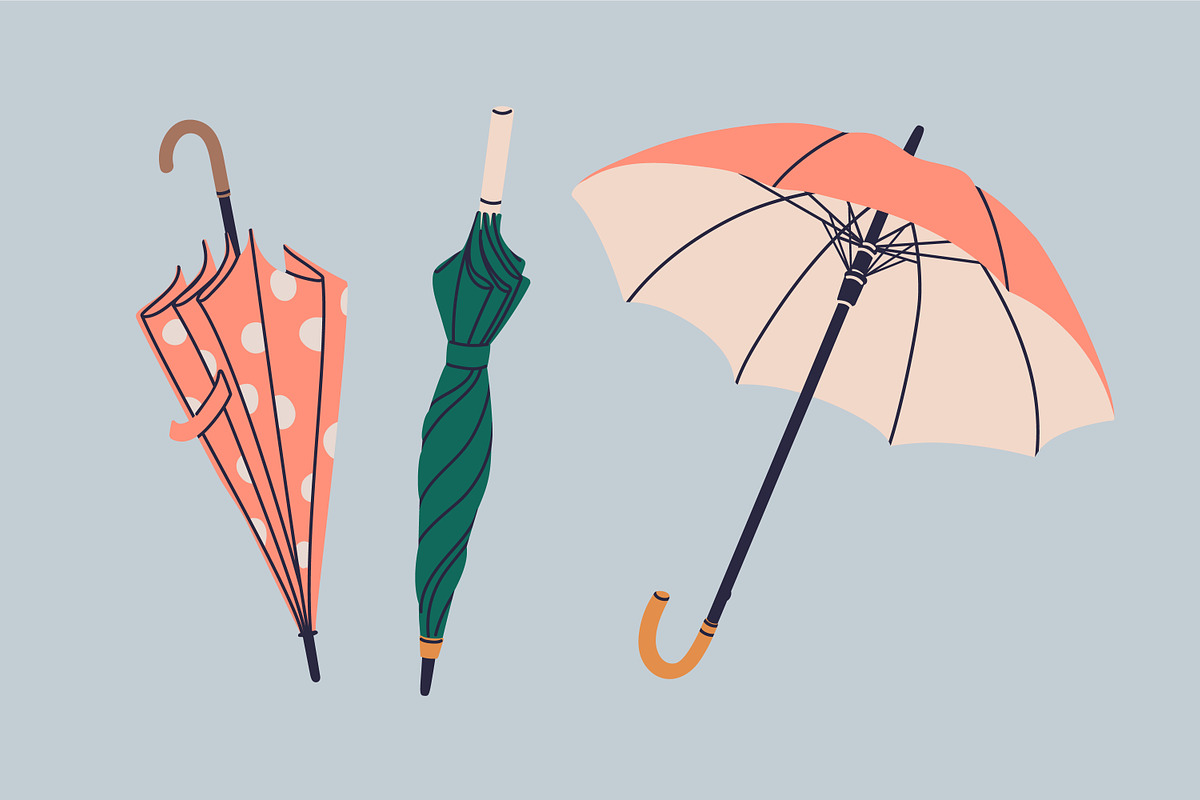 Umbrellas for rainy weather set, an Object Illustration by Good Studio (Photo 4 of 5)