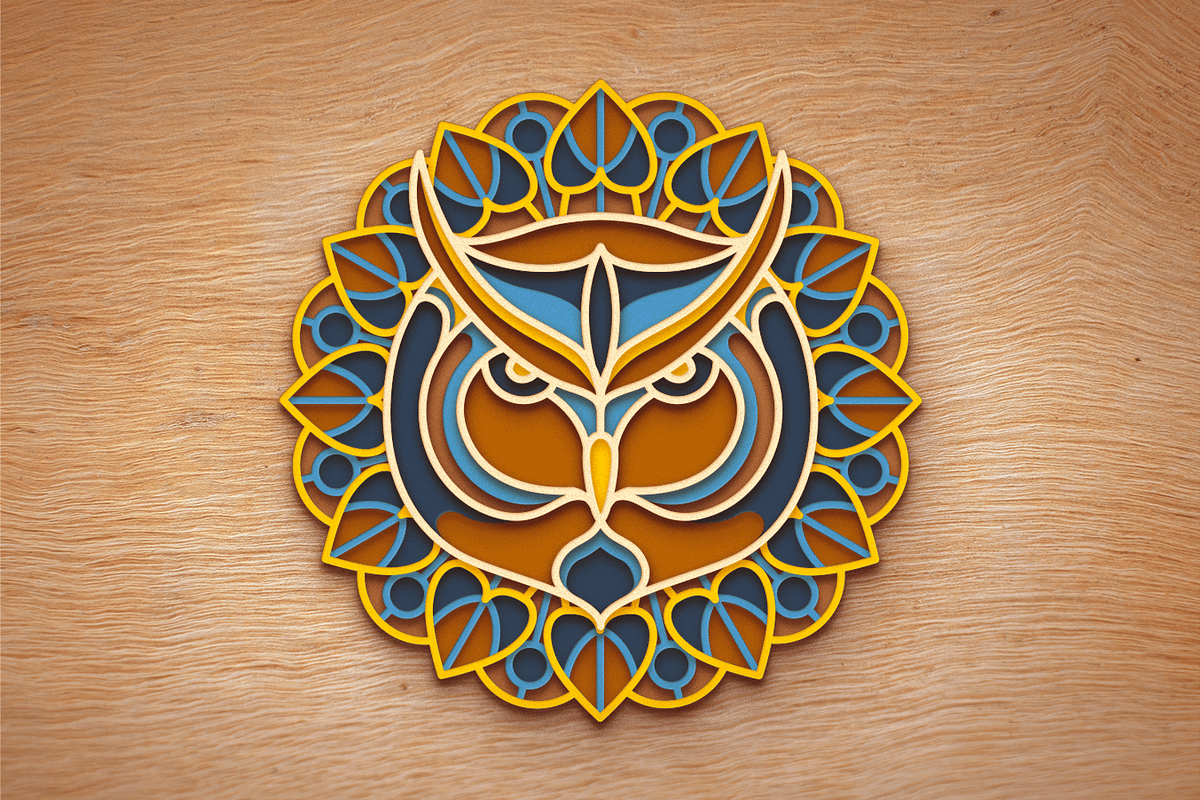 Owl 3D Mandala - SVG Laser cut file, an Object Graphic by Arshad Ali (Photo 8 of 8)