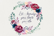 Burgundy + Navy Watercolour Flowers, an Illustration by ClementineCreative (Thumbnail 6 of 9)