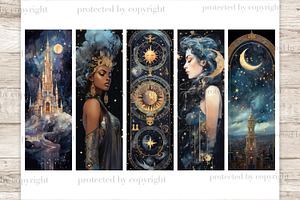 Celestial Bookmarks | Star And Moon, a Person Illustration by GlamArtZhanna