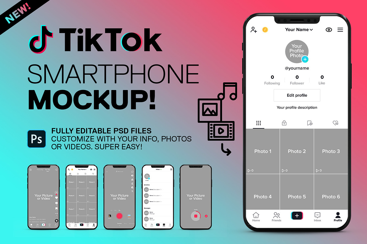 TikTok Smartphone Mockup, a Templates & Theme by MDG (Photo 1 of 7)