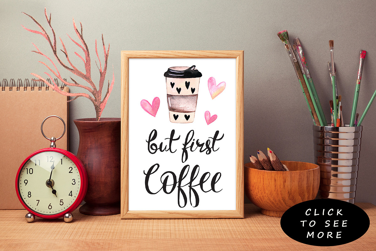 Watercolor Coffee Collection, an Animal Illustration by Kseniya_design (Photo 7 of 8)