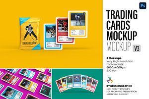 Trading Cards Mockup V3 - 8 Views