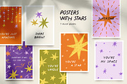 Cute doodle stars posters, cards set, a Decorative Illustration by Good Studio (Thumbnail 1 of 11)