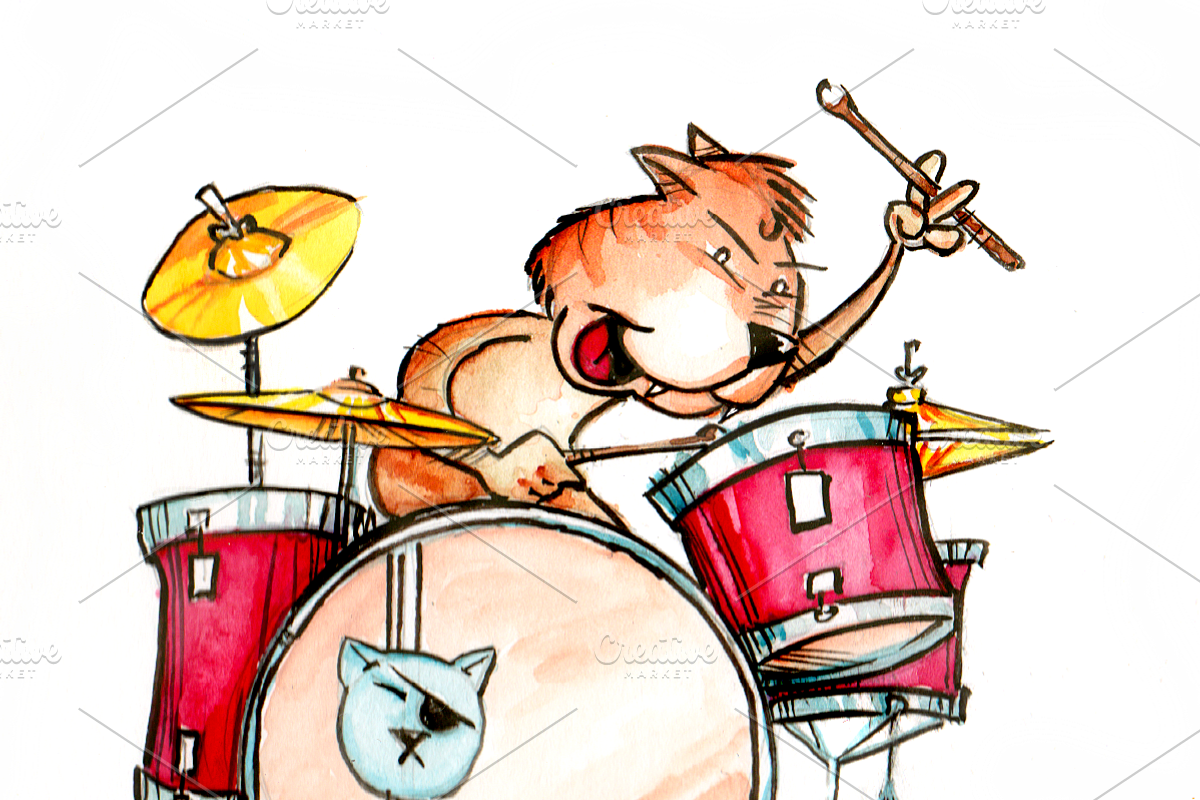 Drum Cat, an Illustration by DearthCo