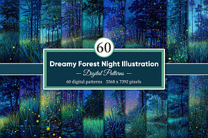 Dreamy Forest Night Illustration, a Decorative Illustration by Housui Patterns