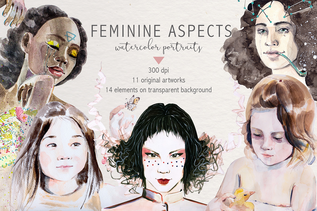 Watercolor Feminine Aspects, a Decorative Illustration by Flo Sacred Art (Photo 1 of 8)