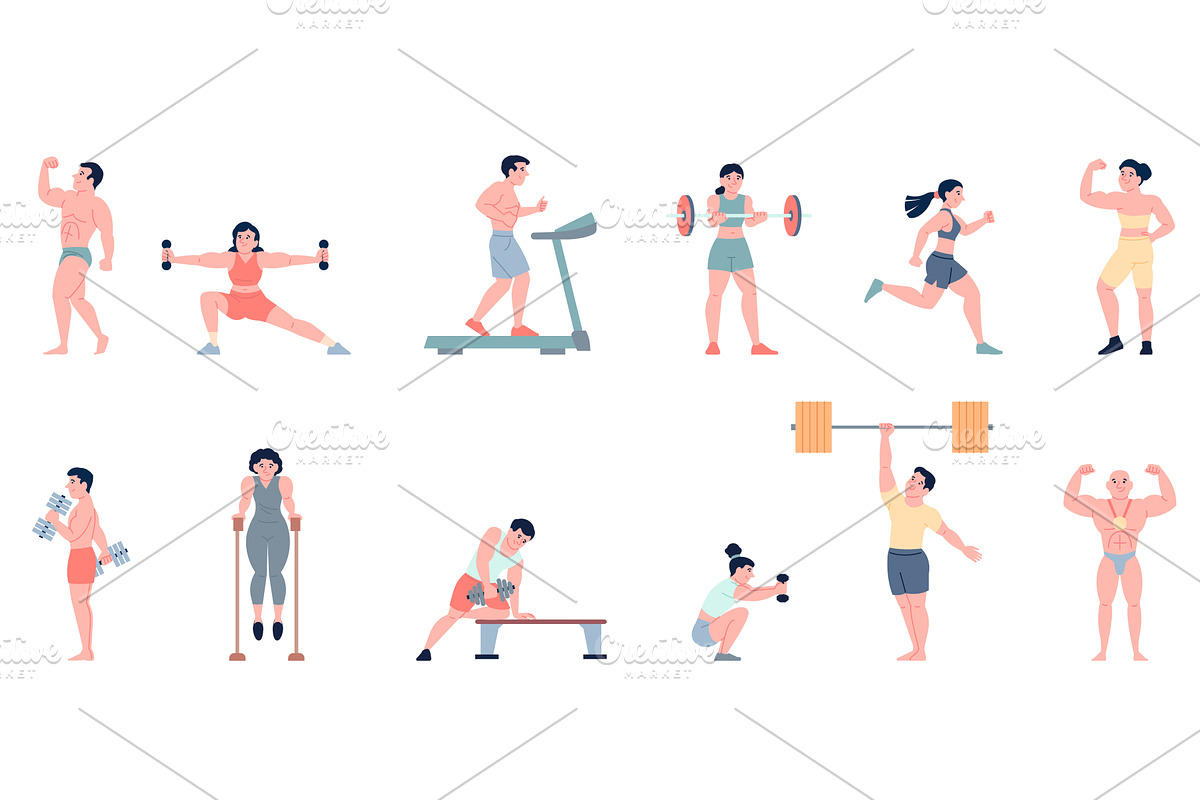 People bodybuilders. Muscular male, a Sport Illustration by LadadikArt
