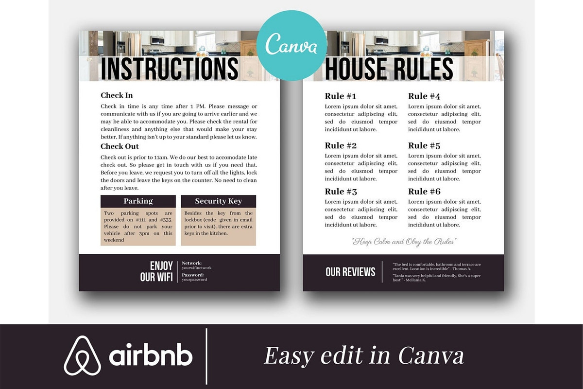 Airbnb Welcome Book Template Canva, a Templates & Theme by bonadigitals (Photo 3 of 5)