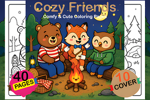 Cozy Friends Comfy & Cute Coloring, an Animal Illustration by Coco Bloom