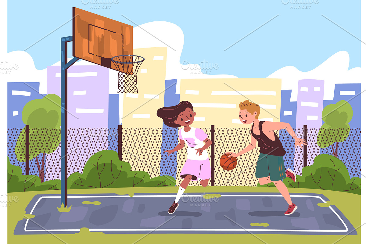 Kids summer basketball. Children, a Sport Illustration by Stock-Smart-Start