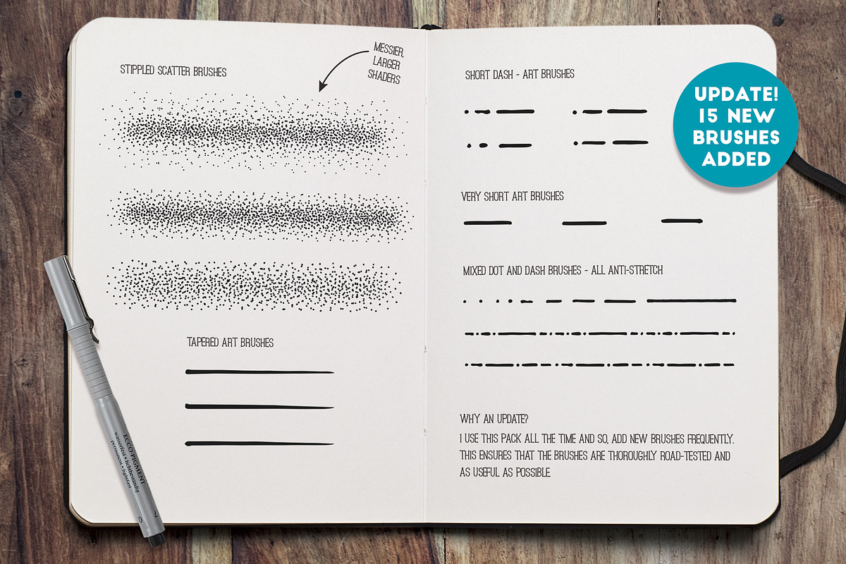 Fine Liner Brushes & Patterns, a Brush Add-On by The Artifex Forge (Photo 8 of 9)