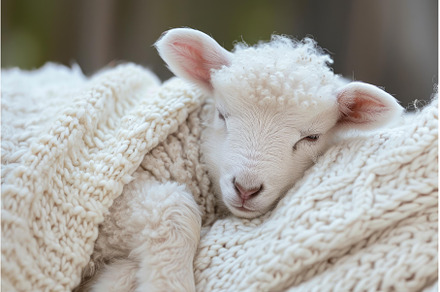 Peaceful Adorable newborn lamb, an Animal Photo by Ylivdesign