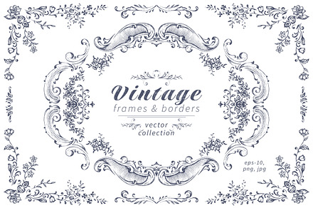 Vintage Vector Frames & Borders, a Decorative Illustration by Molly art