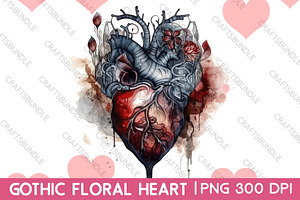 Gothic Floral Heart Clipart