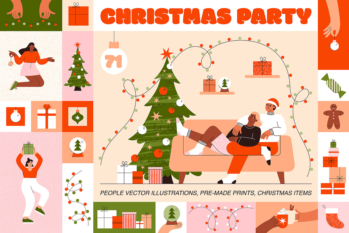 Christmas Party People Illustrations, an Object Graphic by ArtFM (Photo 1 of 13)