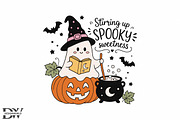 Cute Halloween Ghost Witch PNG, a Seasonal Illustration by Designworld (Thumbnail 1 of 4)