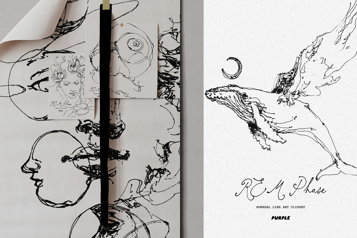 REM Phase: Surreal Line Art Clipart, a Healthcare Illustration by Purple (Photo 8 of 9)