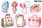 Watercolor Coquette Nurse Clipart, a Graphic by CitraGraphics (Thumbnail 2 of 4)