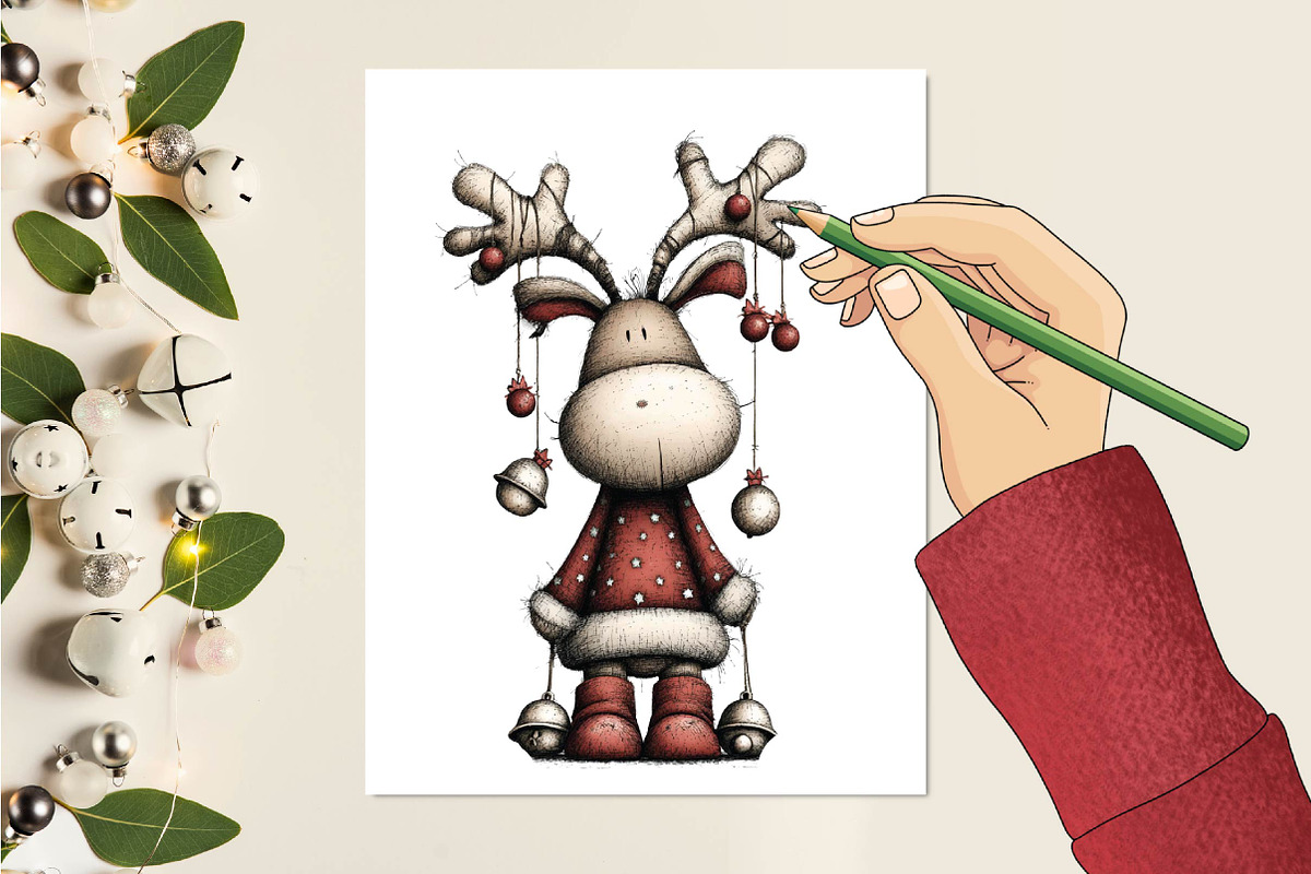 Santa Reindeer Christmas Clipart, an Animal Illustration by SVGArt (Photo 7 of 9)