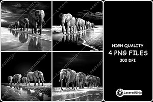 Elephants Group Walking Herd Beach, a Background Graphic by LaseredNinja