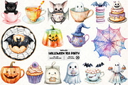 Pastel Halloween Tea Party Clipart, an Illustration by Pixels.Craft (Thumbnail 1 of 7)