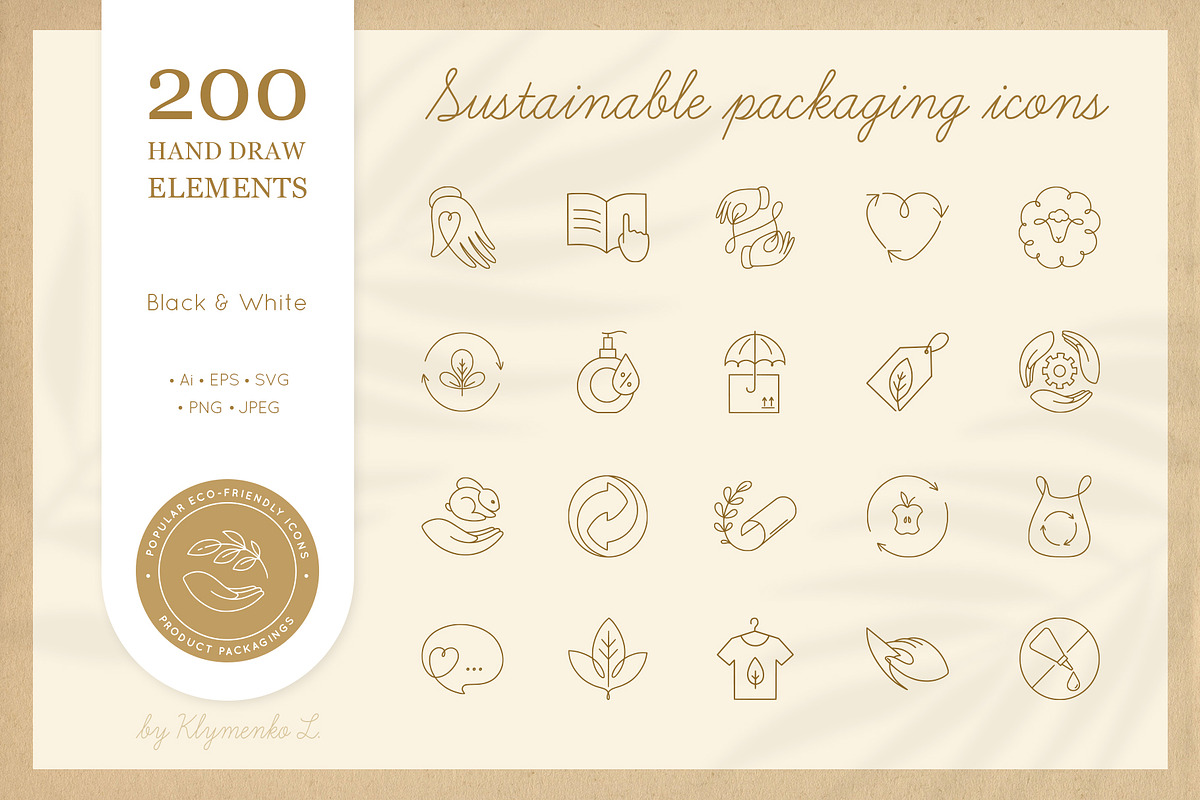Sustainable Packaging Icons, an Outline Icon by Laymik creative (Photo 1 of 8)