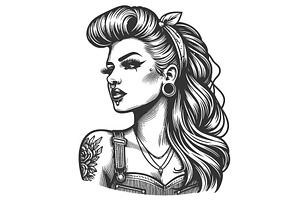 Pin-Up Woman With Tattoos And