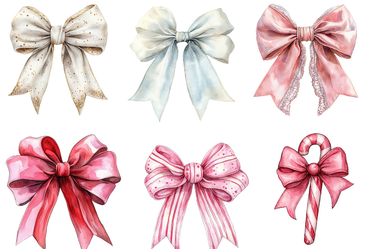 Coquette Christmas Bow Clipart, an Illustration by DreamArtGraphic (Photo 2 of 5)