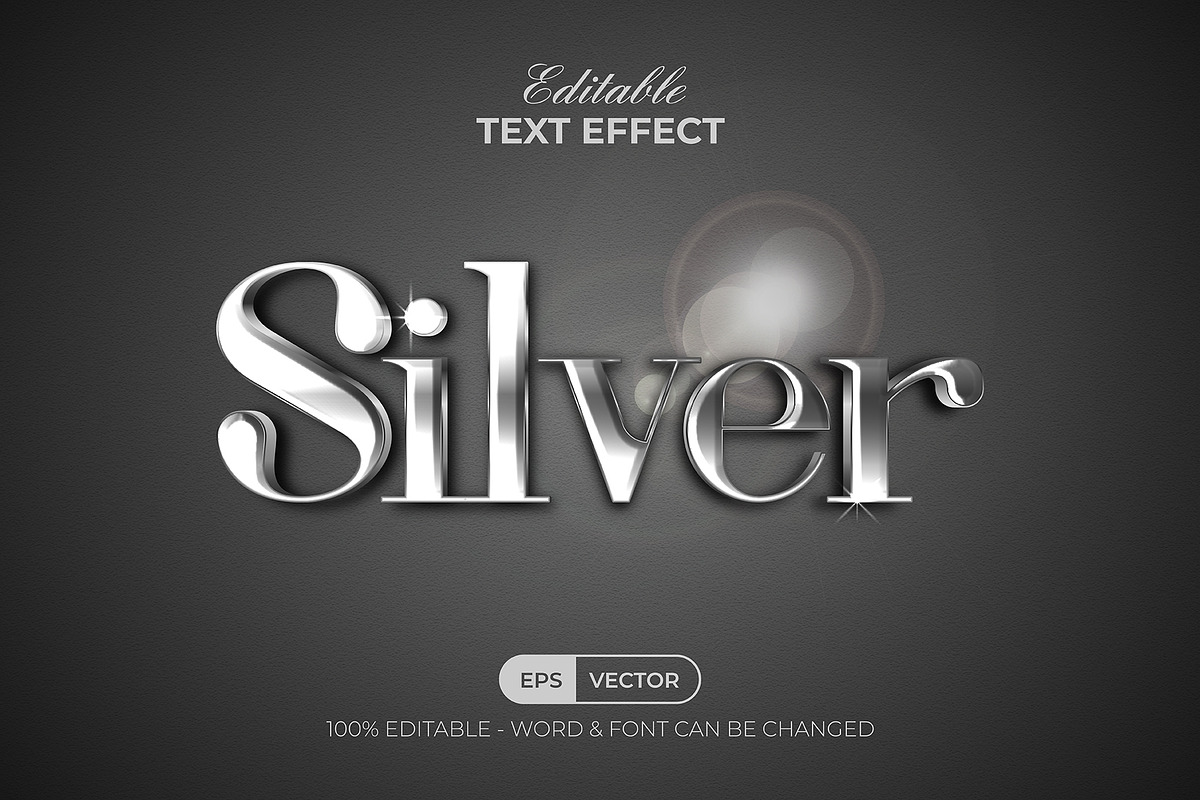 Silver Editable Text Effect Style, an Action Add-On by Mockmenot (Photo 1 of 3)