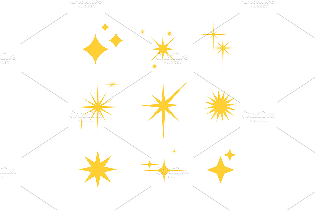 Collection of stars and sparkles, a Decorative Illustration by Elen_Art