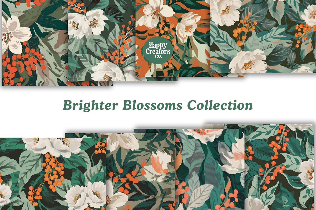 Brighter Blossoms Digital Paper Pack, a Pattern Graphic by Happy Creators Co. (Photo 6 of 7)