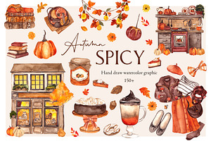 Autumn Spicy.Hand draw watercolor, an Object Graphic by ma_i_vi