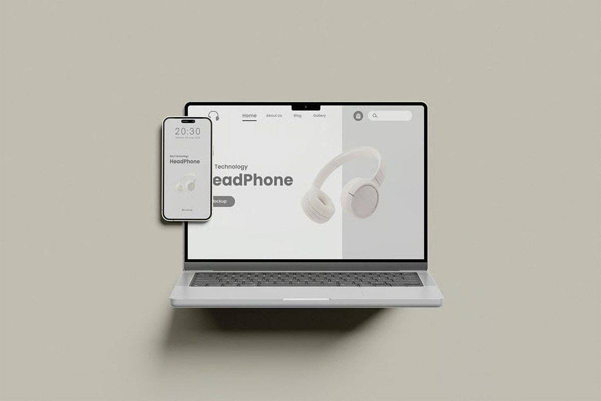 Macbook Pro iPhone 14 Pro Max Mockup, an iPhone Mockup by zpackcreative (Photo 2 of 5)