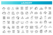 Laundry services vector line icons, an Outline Icon by Tettygreen (Thumbnail 1 of 2)