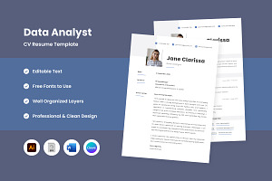 Data Analyst CV Resume Design, a Resume Template by twinstd