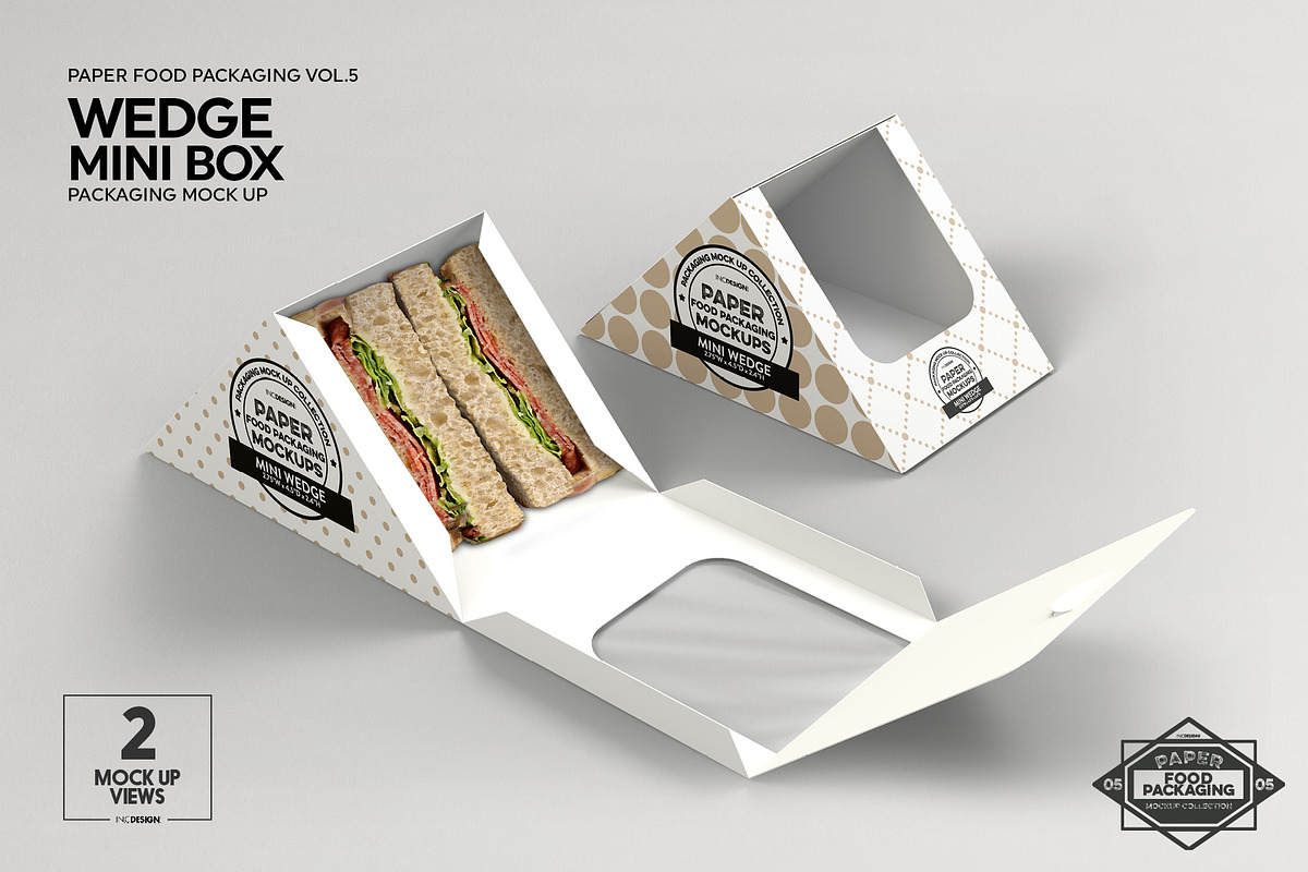 Sandwich Mini Wedge Packaging Mockup, a Product Mockup by INCDesign (Photo 6 of 9)