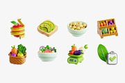 Vegetarian Diet Plan 3D Icon Set, a Food & Drink 3D Model by Eklip Studio (Thumbnail 2 of 3)